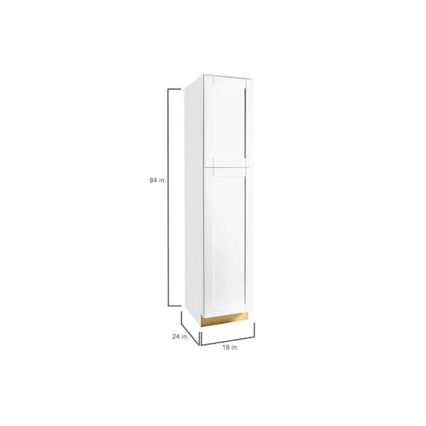 84 Inch High Single Door Tall Cabinet - Luxor White Shaker - Ready To