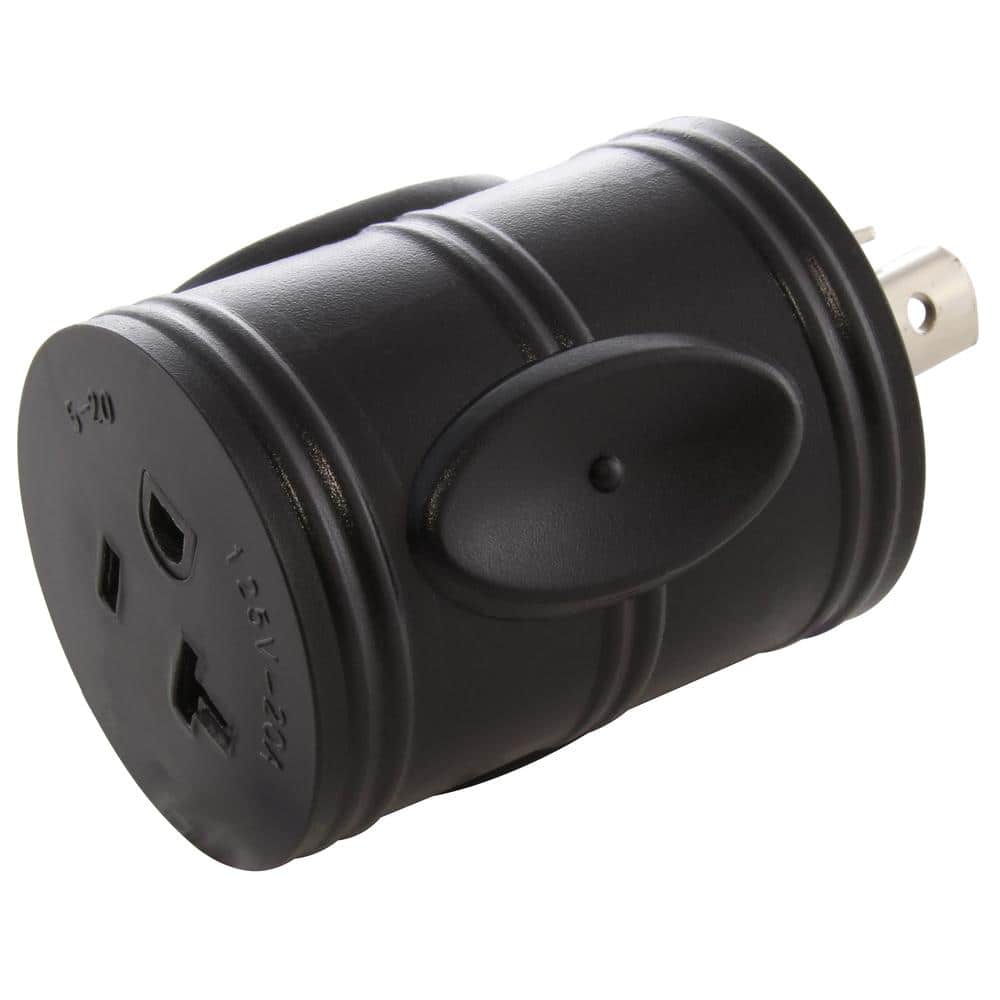 Locking Adapter NEMA L5-15P 15 Amp Locking Plug to Household 15 Amp/20 Amp 
