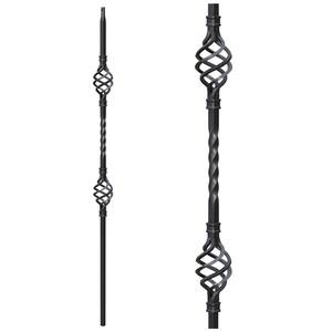 Stair Parts 44 in. x 1/2 in. Vintage Nickel Double Basket Iron Baluster for Stair Remodel