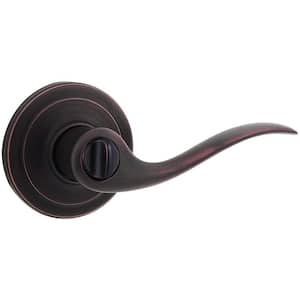 Tustin Venetian Bronze Privacy Bed/Bath Door Handle with Microban Antimicrobial Technology and Lock