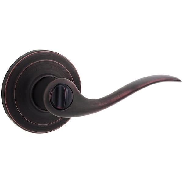 Kwikset Tustin Venetian Bronze Privacy Bed/Bath Door Handle with Microban Antimicrobial Technology and Lock