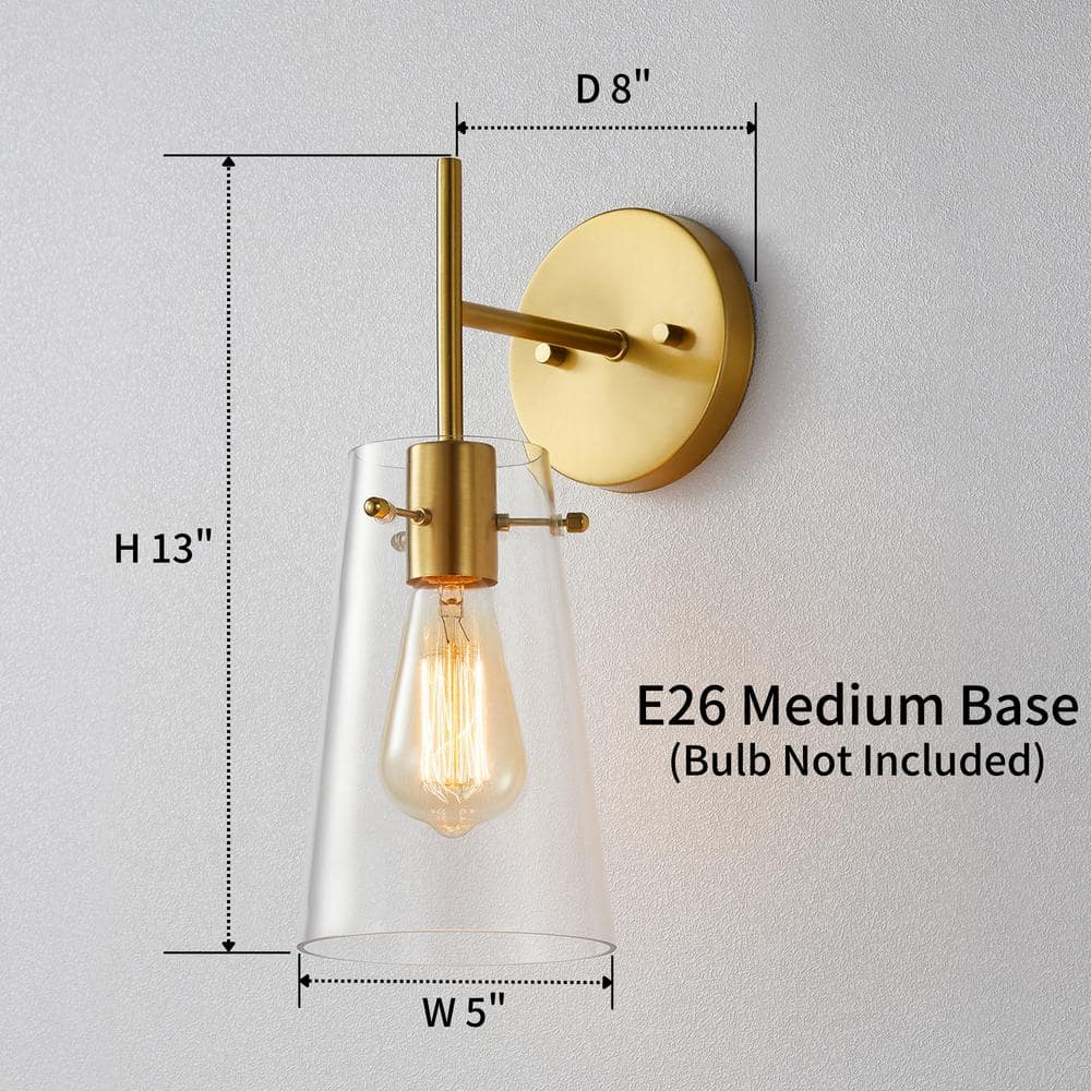 Kawoti Dimmable Brass and Gold Outdoor Wall Sconce, 13" Height