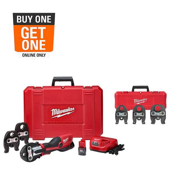 Milwaukee M12 12-Volt Lithium-Ion Force Logic Cordless Press Tool Kit with 1/2 in. to 1 in. Iron Pipe Jaws (6-Jaws Included)