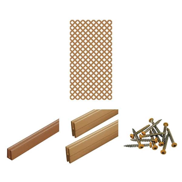 4 ft. x 8. ft Sierra Cedar Classic Diamond Vinyl Lattice Panel with Color Matched Screws, Cap and Divider Molding