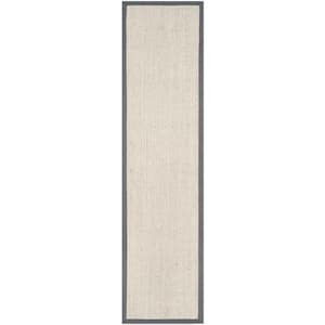 Natural Fiber Marble/Gray 3 ft. x 12 ft. Border Runner Rug