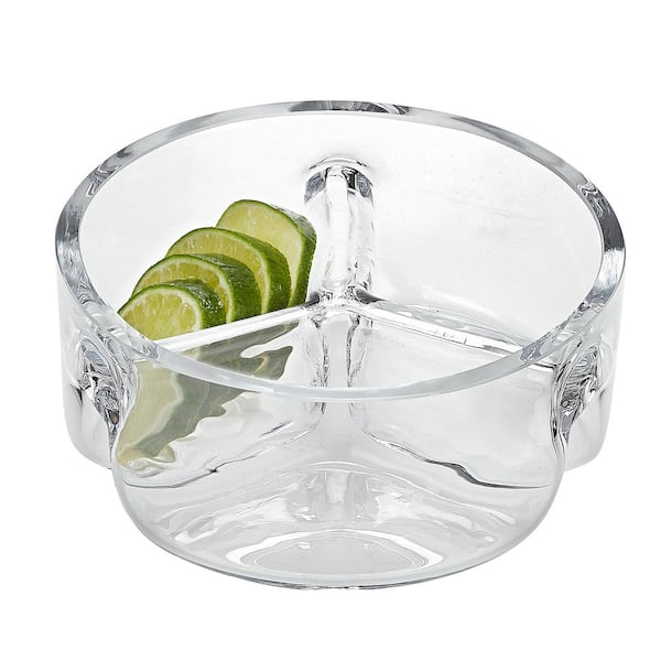 Badash Crystal 6.25 in. D Trista European Mouth Blown Lead Free Crystal 3-Section Server