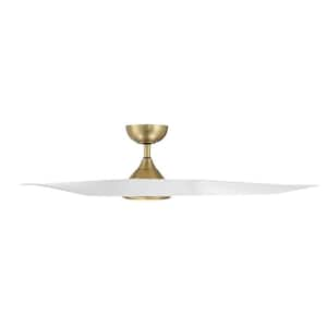 Swirl 54 in. Integrated LED Indoor/Outdoor 3-Blade Smart Ceiling Fan Soft Brass/Matte White with 3000K & Remote Control