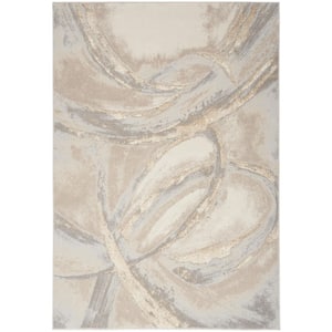 Brushstrokes Beige/Grey 5 ft. x 7 ft. Abstract Contemporary Area Rug