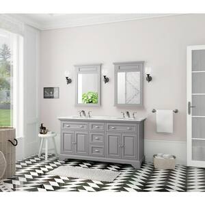 Sadie 67 in. W Dove Gray Double Bath Vanity with Natural White Marble Vanity Top with Undermount Sinks