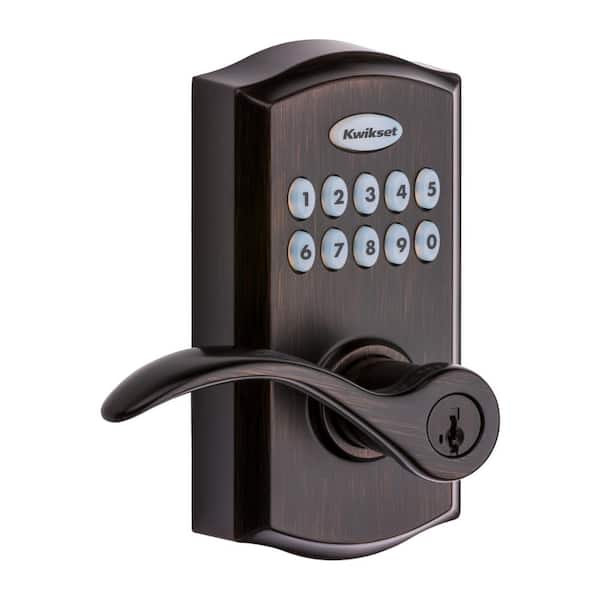 Kwikset 955 SmartCode Venetian Bronze Electronic Pembroke Door Handle Featuring SmartKey Security