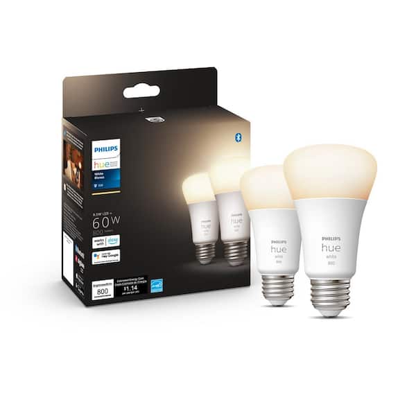 Philips Hue 60-Watt Equivalent A19 LED Smart Soft White Dimmable 2700 (K) Light Bulb (4 Pack)
