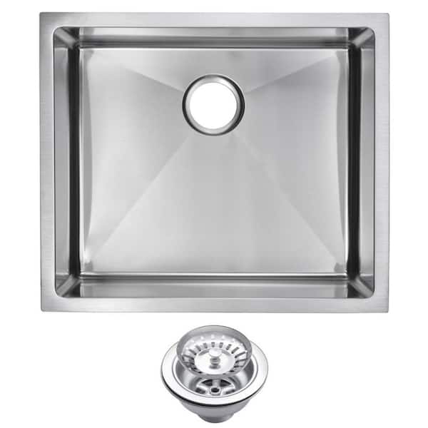 Water Creation Undermount Stainless Steel 23 in. Single Bowl Kitchen Sink with Strainer in Satin