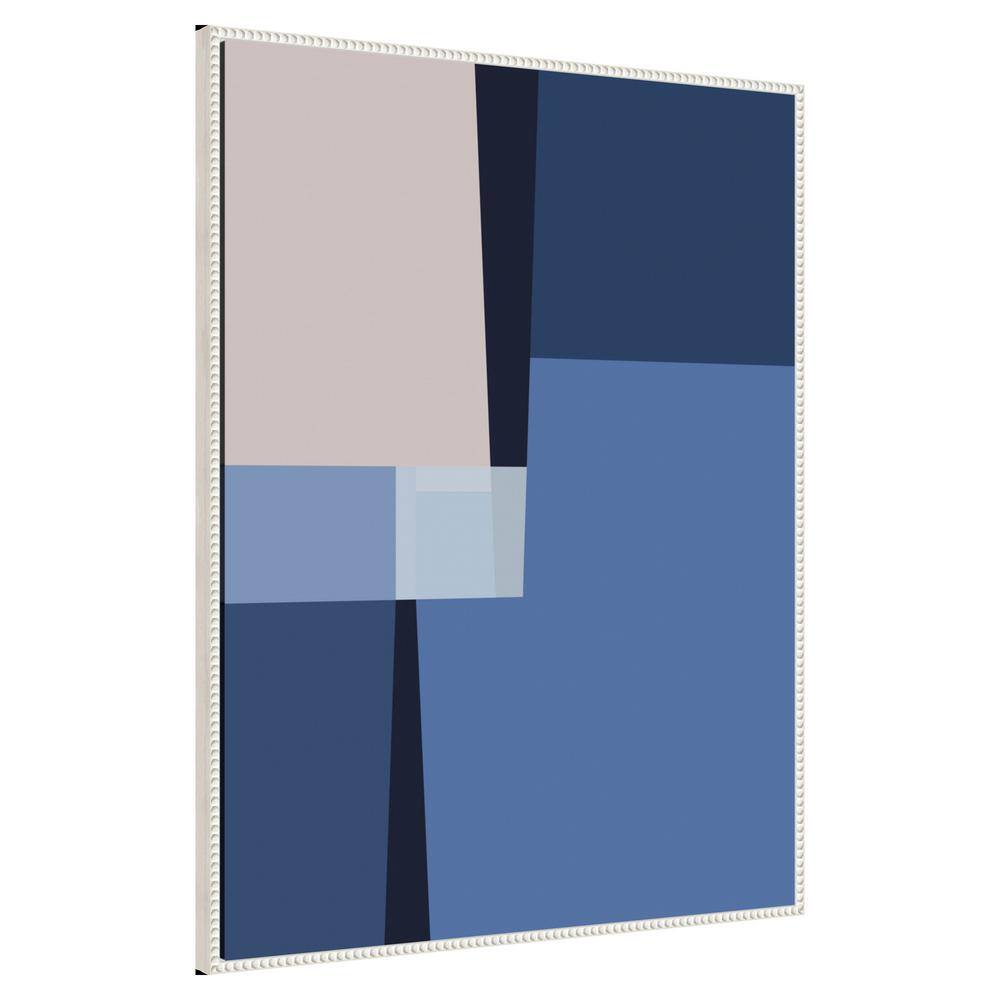 Blue and Beige Abstract Beaded Framed Canvas Wall Art