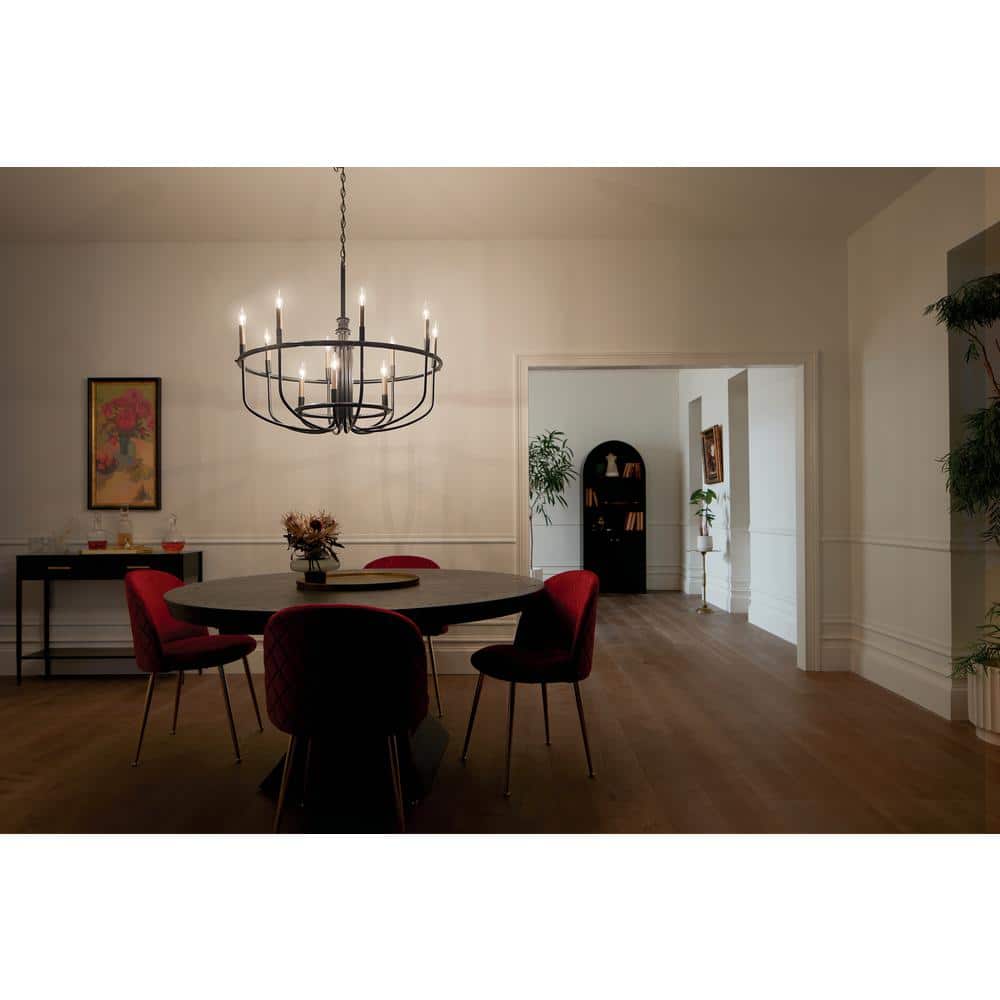 Capitol Hill 30.75" Black Modern 12-Light Chandelier