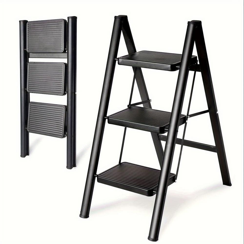 3 Step Aluminum Step Stool, 300 lbs. Load Capacity Type IA Duty Rating Fold