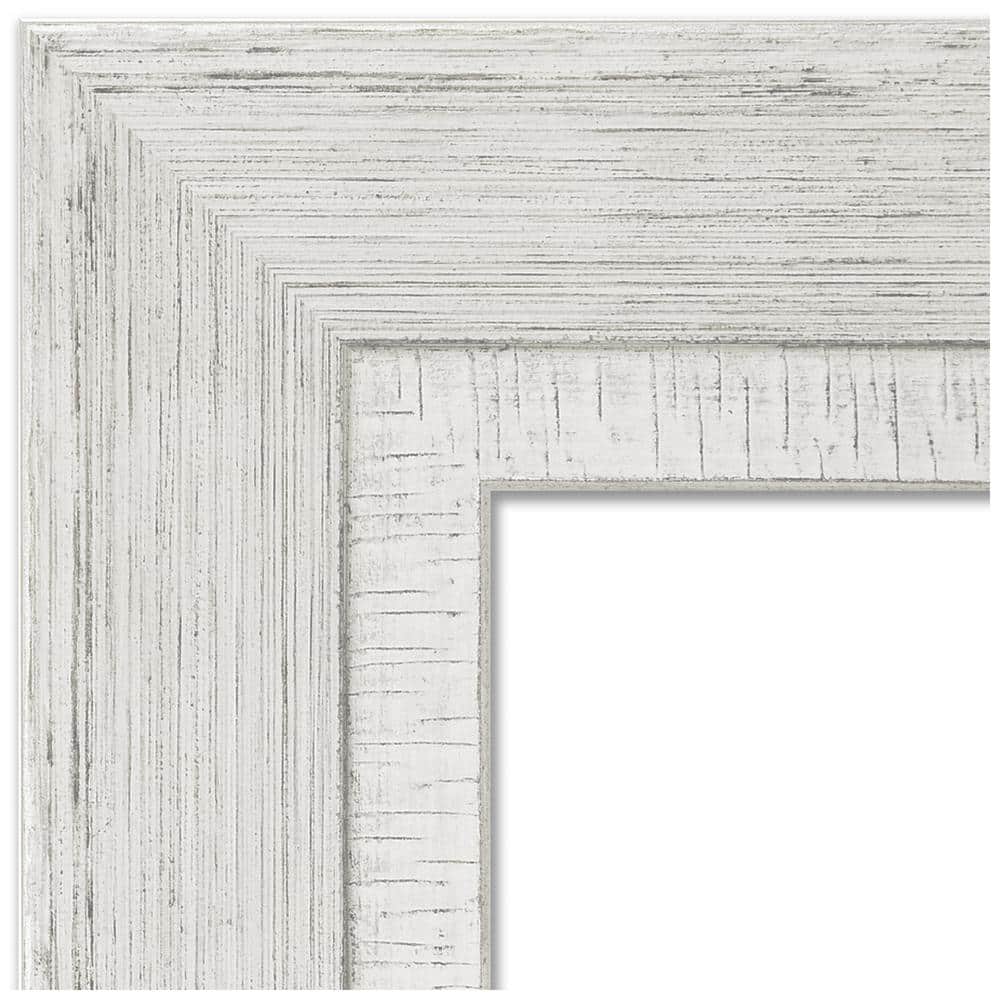 Rustic White Wash 31" x 27" Beveled Wood Wall Mirror