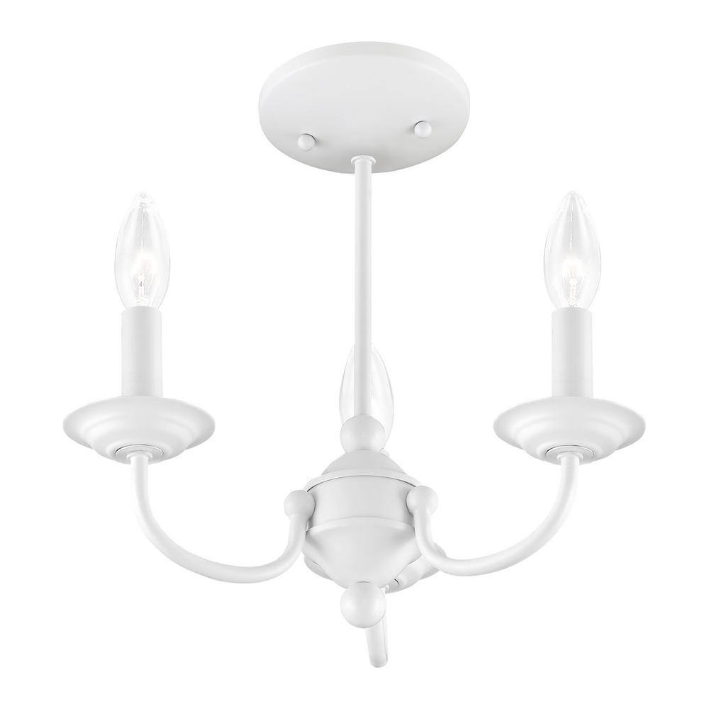 Elegant Mini 3-Light Candle Chandelier in Classic White
