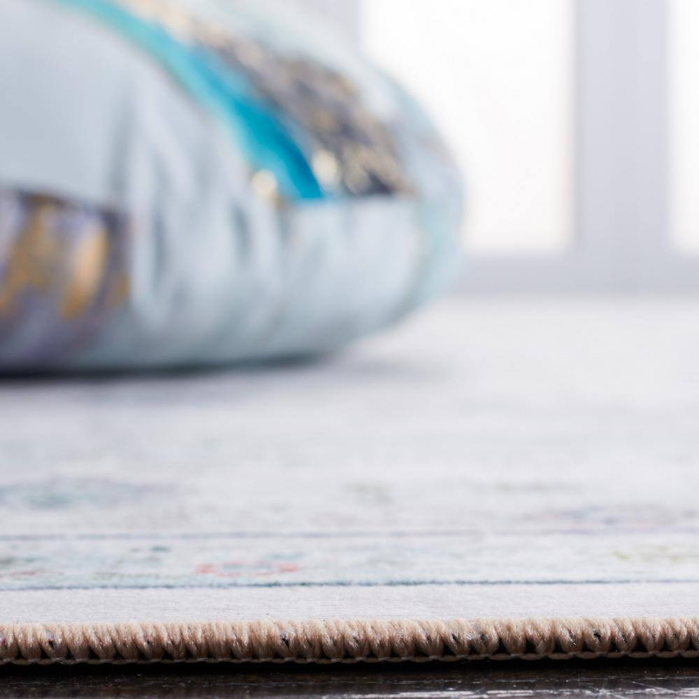 Tucson Geometric Blue 9' x 12' Machine-Washable Synthetic Rug