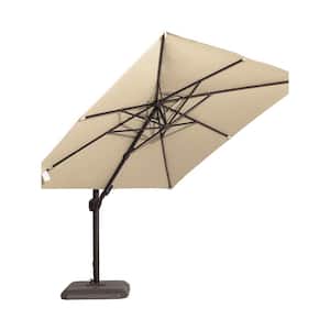 10 ft. x 10 ft. Sunbrella 99% Anti-UV Square Outdoor Cantilever Patio Umbrella with weighted Base in Beige