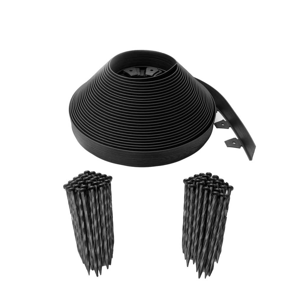 100 ft. x 3 in. Black Plastic Landscape No-Dig Edging Tall Wall with Extra Spikes price history on PriceWatchPro