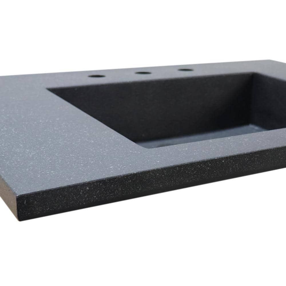 31'' Black Concrete Single Basin Vanity Top with Ramp Sink