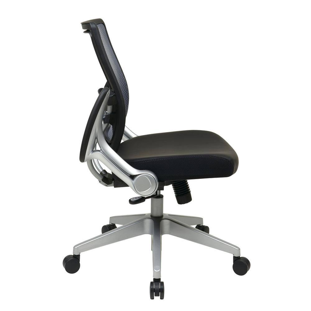 Black Executive Swivel Mesh and Leather Office Chair