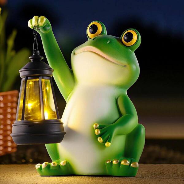 Solar Frog Garden Statue Light L0FHV9FFV4 - The Home Depot