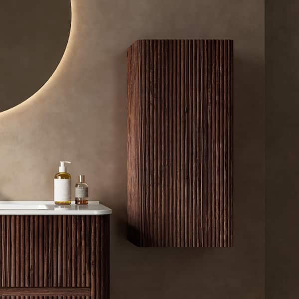 Staykiwi 13.78 in. W x 11.81 in. D x 29.53 in. H MDF Wall Mounted Walnut Linen Cabinet