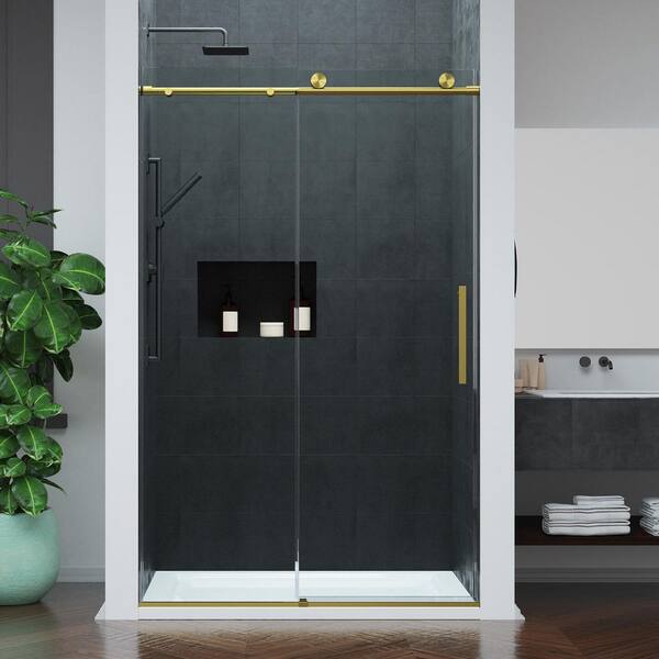 ANZZI Mountain 48 in. Reversible Frameless Sliding Glass Shower