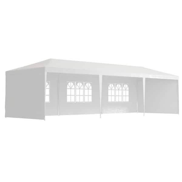 10 ft. x 30 ft. White Outdoor Wedding Party Tent, Garden Gazebo Canopy Marquee Parking Shed with 5 Removable Sidewalls