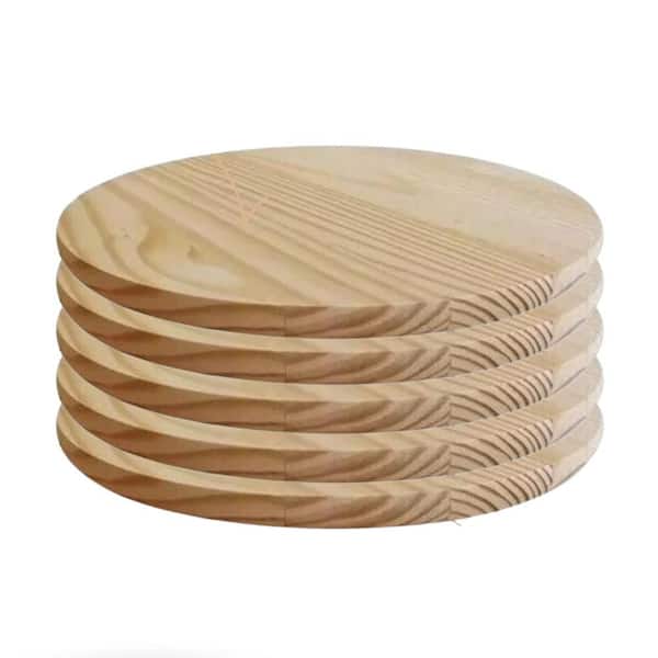 MMOBILITY Edge-Glued Round (Common Softwood Boards: 0.75 in. x 11.75 in. x 11.75 in.) Pine Wood Round Boards (Pack of 5)