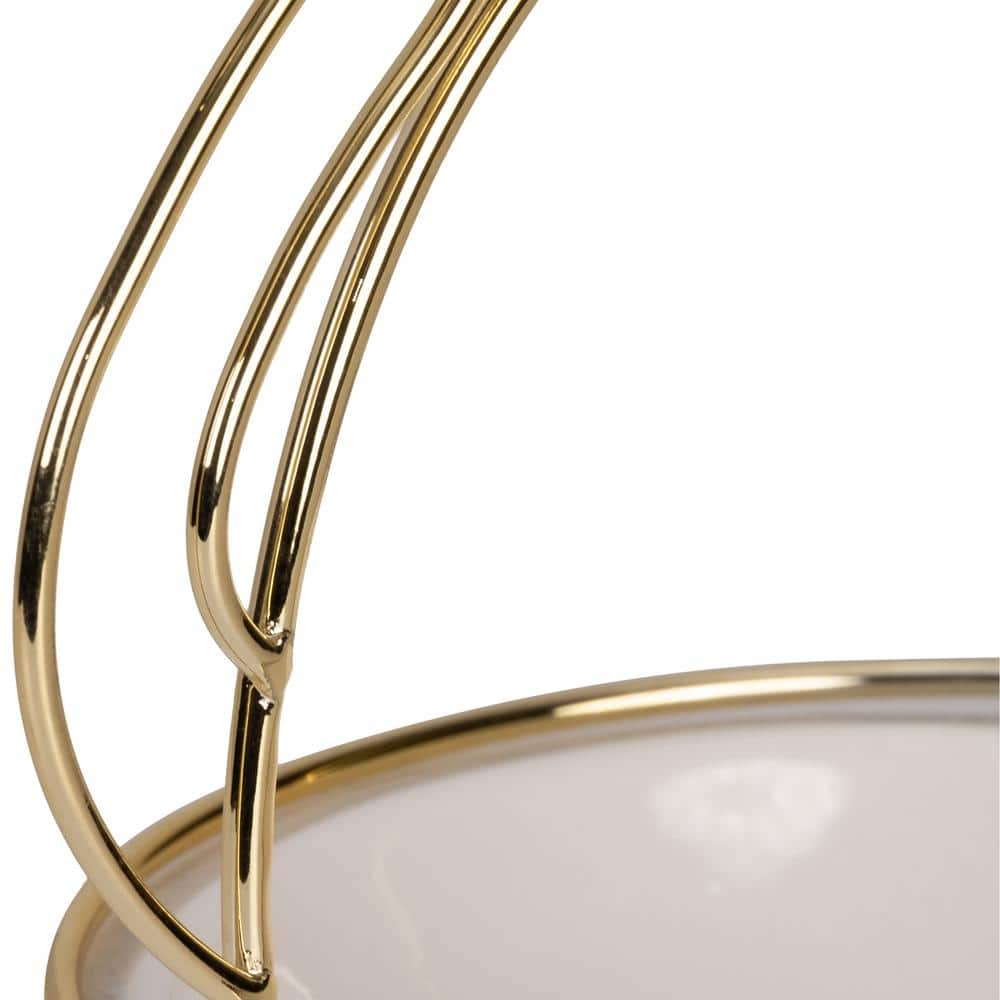 White and Gold Ceramic Cat-Shaped Trinket Tray