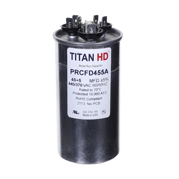45 Plus 5 MFD, 440-Volt/370-Volt Dual Voltage Round Run Capacitor