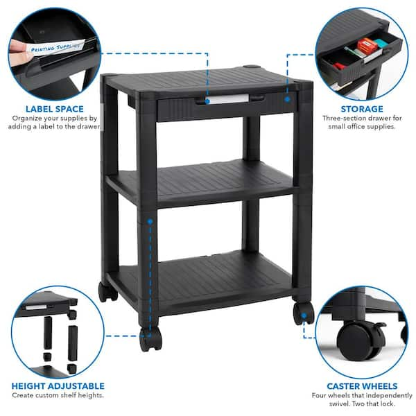 Mount-It! Height Adjustable Rolling Printer Cart