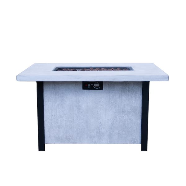 Unbranded 43.70 in. Rectangular Outdoor Fire Pit Table 50000BTU with a Tabletop Cover for Courtyard Garden Patio, Black White