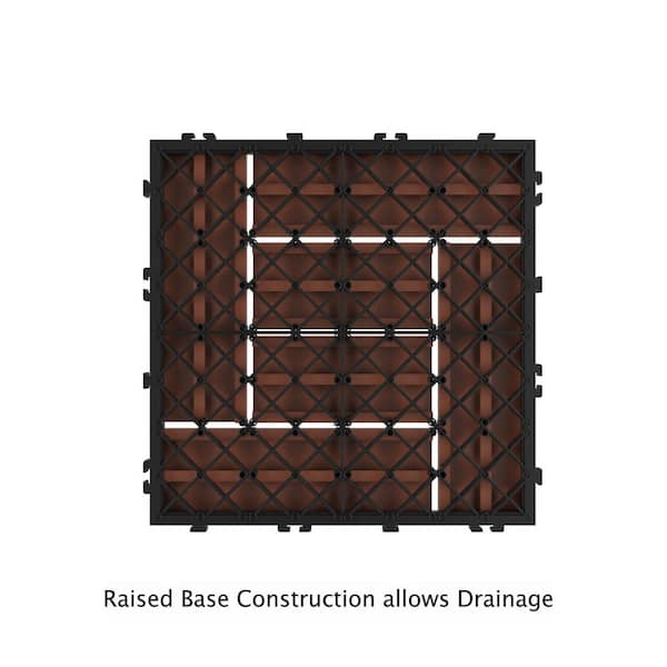 Pure Garden 12 in. x 12 in. Brown Outdoor Interlocking Slat Polypropylene Patio and Deck Tile Flooring (Set of 6) Pure Garden 12 in. x 12 in. Brown Outdoor Interlocking Slat Polypropylene Patio and Deck Tile Flooring (Set of 6)