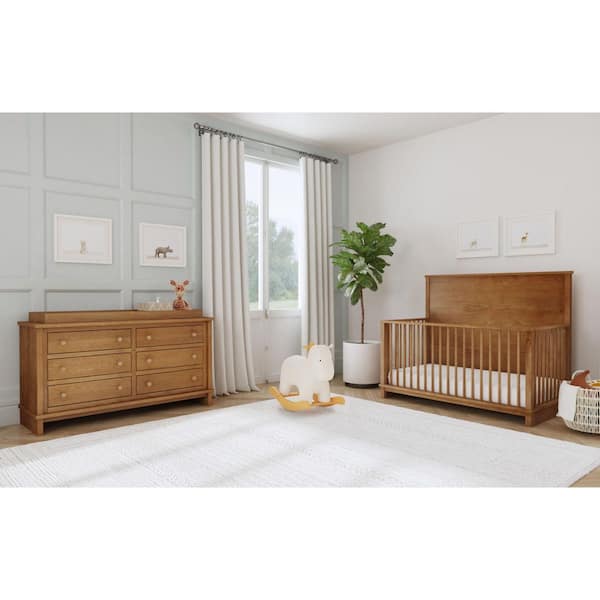 Cassian Brown Oak Crib with Guard Rail