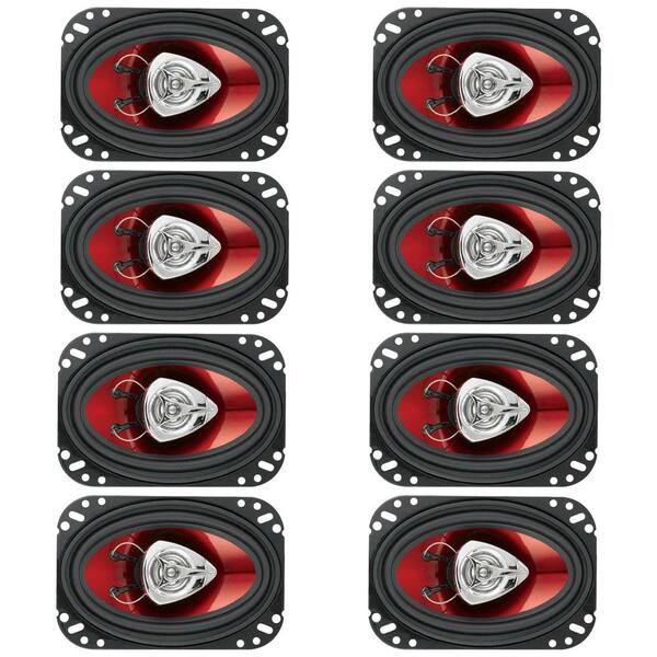 Boss Audio Systems 4 in. x 6 in. 200-Watt 2 Way Car Coaxial Audio Speakers Stereo in Red (8-Pack)