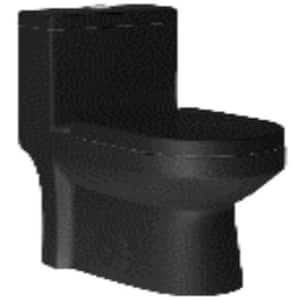 One-piece 0.8/1.28 GPF High Efficiency Dual Flush Round Toilet in Matte Black with Soft-Close Seat Included