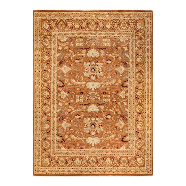 Electric 9 ft. x 12 ft. Brown Oriental Wool Indoor Area Rug