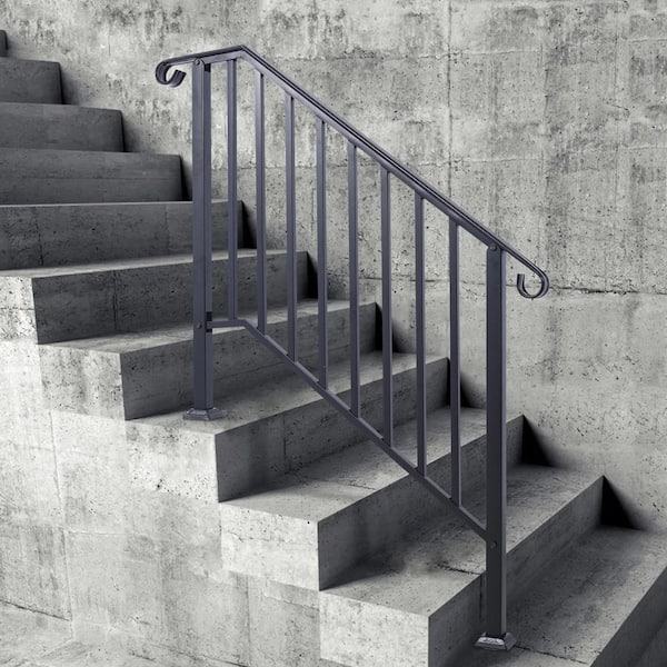 Tatayosi 2 in. H x 30 in. W Steel Handrails for Outdoor Steps, Fit 2 or 3 Steps Outdoor Stair Railing, Flexible Porch Railing Kit