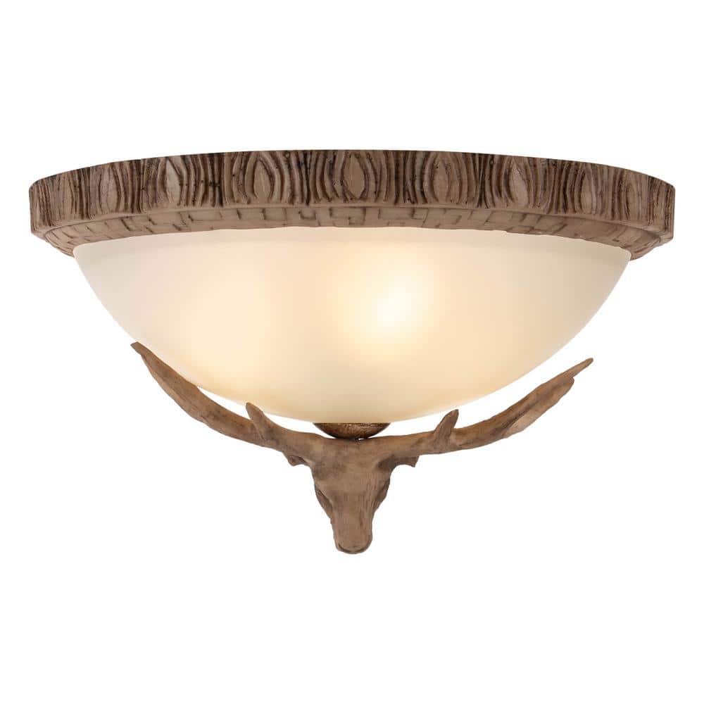 15.74 in. 3-Light Brown Retro Deer Horn Flush Mount Ceiling Light with Glass Shade and No Bulbs Included price history on PriceWatchPro