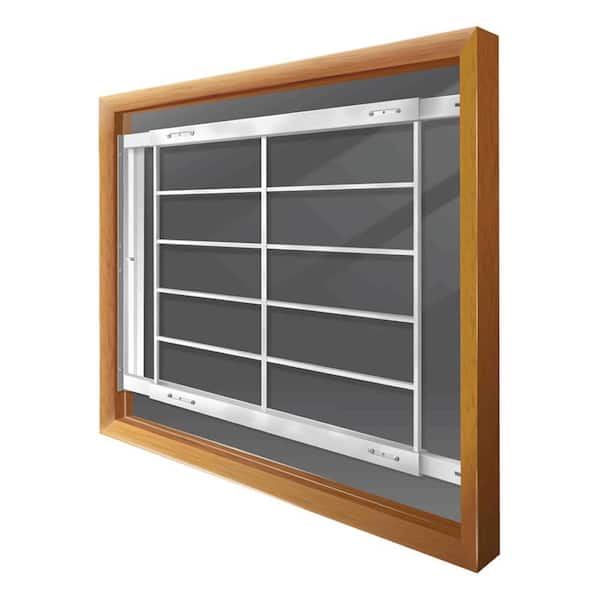 Mr. Goodbar Swing-Away 52 in. to 64 in. Adjustable Width 6-Bar Window Guard - White
