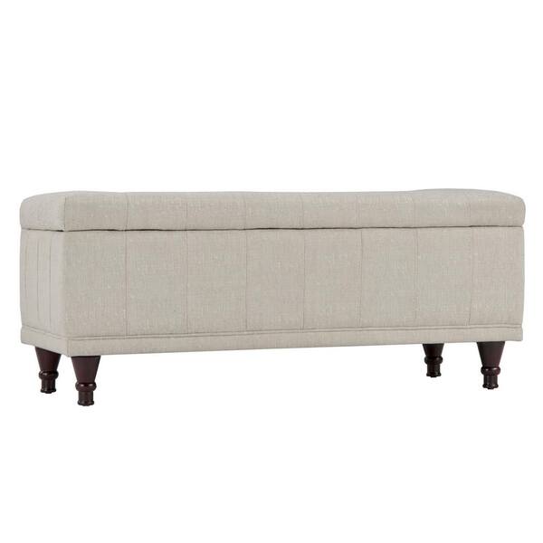 cream tufted bench