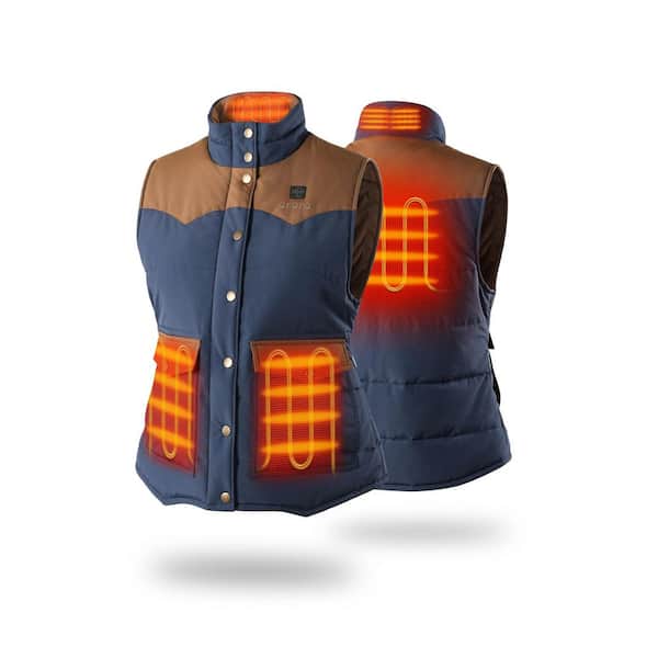 Women's Small Blue 7.38-Volt Lithium-Ion Western Heated Vest with (1) 4.8Ah Battery