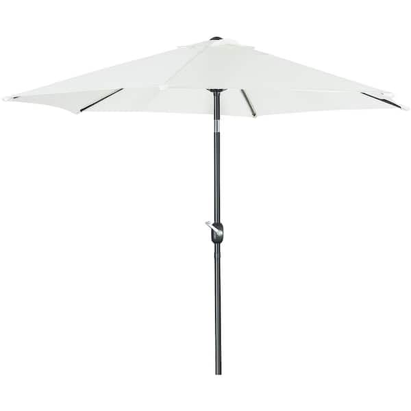 JUSKYS 9 ft. Outdoor Table Market Patio Umbrella with 6 Steel Ribs for Inground Pool Balcony Backyard in Beige Color