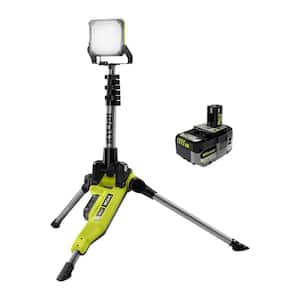 ONE+ 18V Cordless Hybrid LED Tripod Stand Light with 4.0 Ah Lithium-Ion HIGH PERFORMANCE Battery