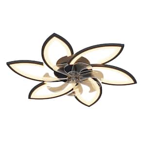 30.7 in. Integrated LED Indoor Black Ceiling Fan with Dimmable Lighting, Silent 6-Gear Wind Speed and Remote Control