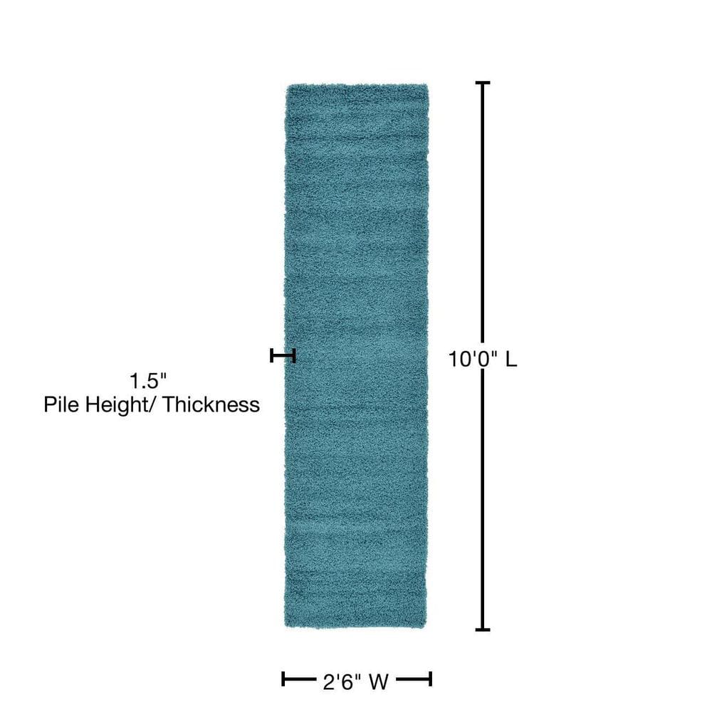 Blue Shag Reversible Synthetic Runner Rug