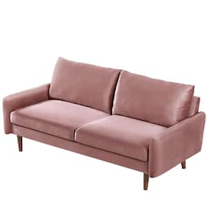 Kalum 70 in. Wide Square Arm Velvet Mid-Century Modern Rectangle Sofa in Rose